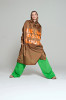 detail Rainkiss Breton Brown Green Text - Rain poncho
