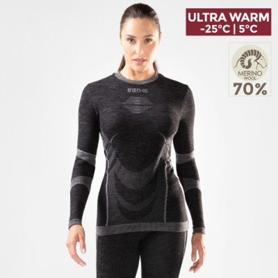 detail Dámské termo triko Iron-ic se 70 % merino vlny