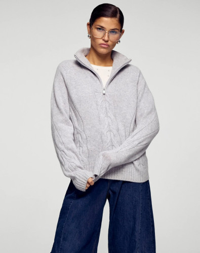 Dámský svetr FROM FUTURE TRUCKER COLLAR GRIS CHINE CLAIR