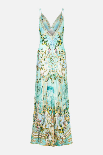 Dámské ŠATY CAMILLA V NECK LONG BIAS SLIP DRESS WITH TRAIN