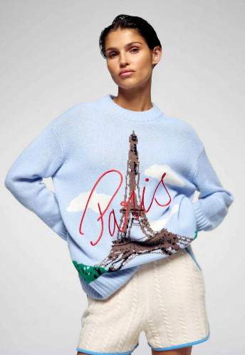 Dámský svetr FROM FUTURE ROUND NECK SMOOTH BLUE