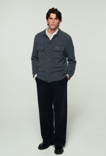 Pánský svetr FROM FUTURE CARDIGAN GRIS CHINE CLAIR