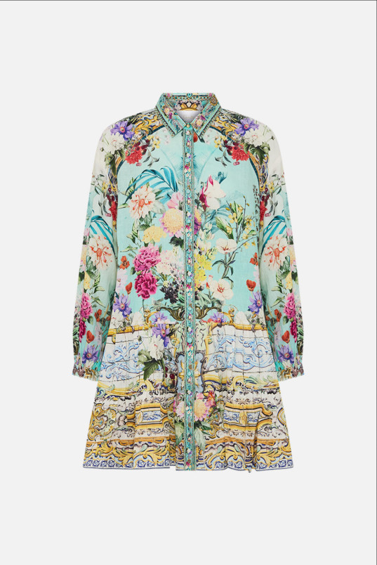 detail Dámské šaty Camilla LONG SLEEVE TIERED SHORT DRESS