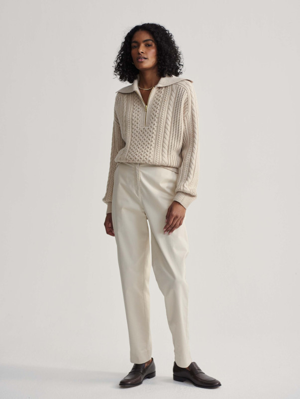 detail Dámský svetr Varley Camello Relaxed Cable Half Zip