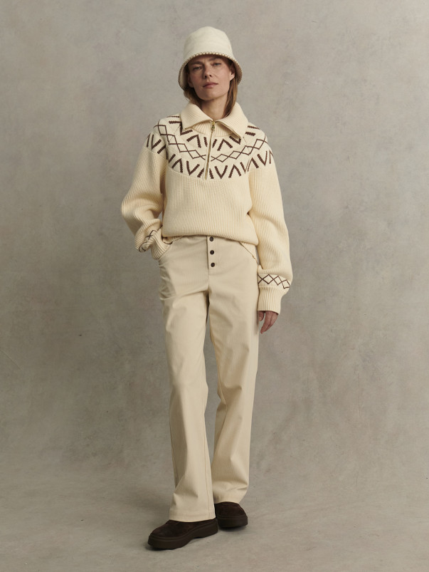 detail Dámský svetr Varley Sigrid Fairisle Half Zip Knit