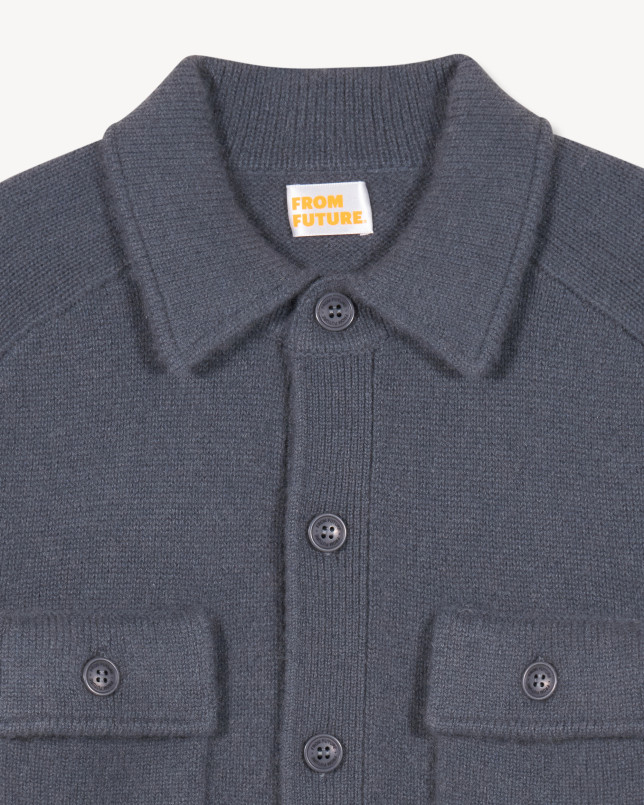 detail Pánský svetr FROM FUTURE CARDIGAN GRIS CHINE CLAIR