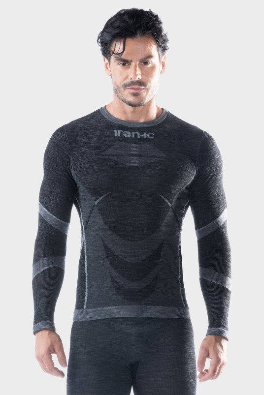 detail Pánské triko s dlouhým rukávem Iron-ic s merino vlnou