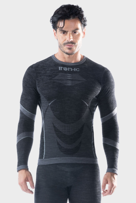 detail Pánské triko s dlouhým rukávem Iron-ic s merino vlnou