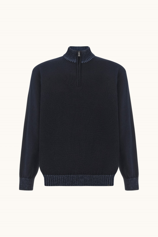 detail Pánský svetr PAUL & SHARK MEN'S KNITTED WOOL ZIPPED SWEATER