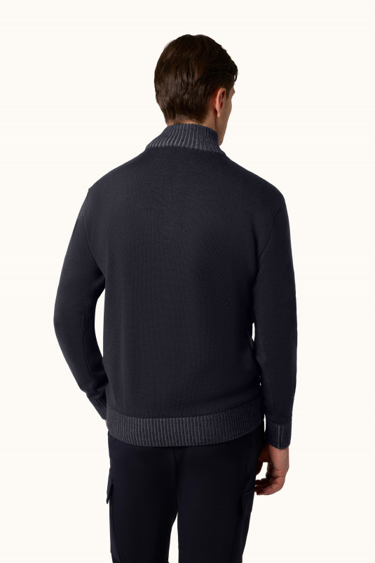 detail Pánský svetr PAUL & SHARK MEN'S KNITTED WOOL ZIPPED SWEATER